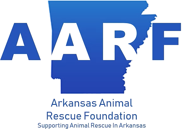 A logo for the Arkansas Animal Rescue Foundation (AARF) featuring bold blue letters and a silhouette of the state of Arkansas. - Highway 7 Spay and Neuter